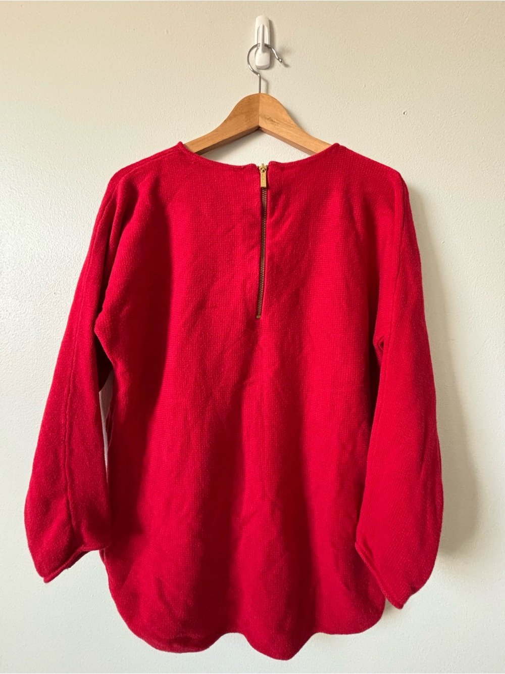 Michael Kors Red Knit Long Sleeve Top with Gold Back Zip